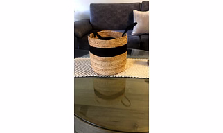 Jute Basket Black Strip Center Handle
