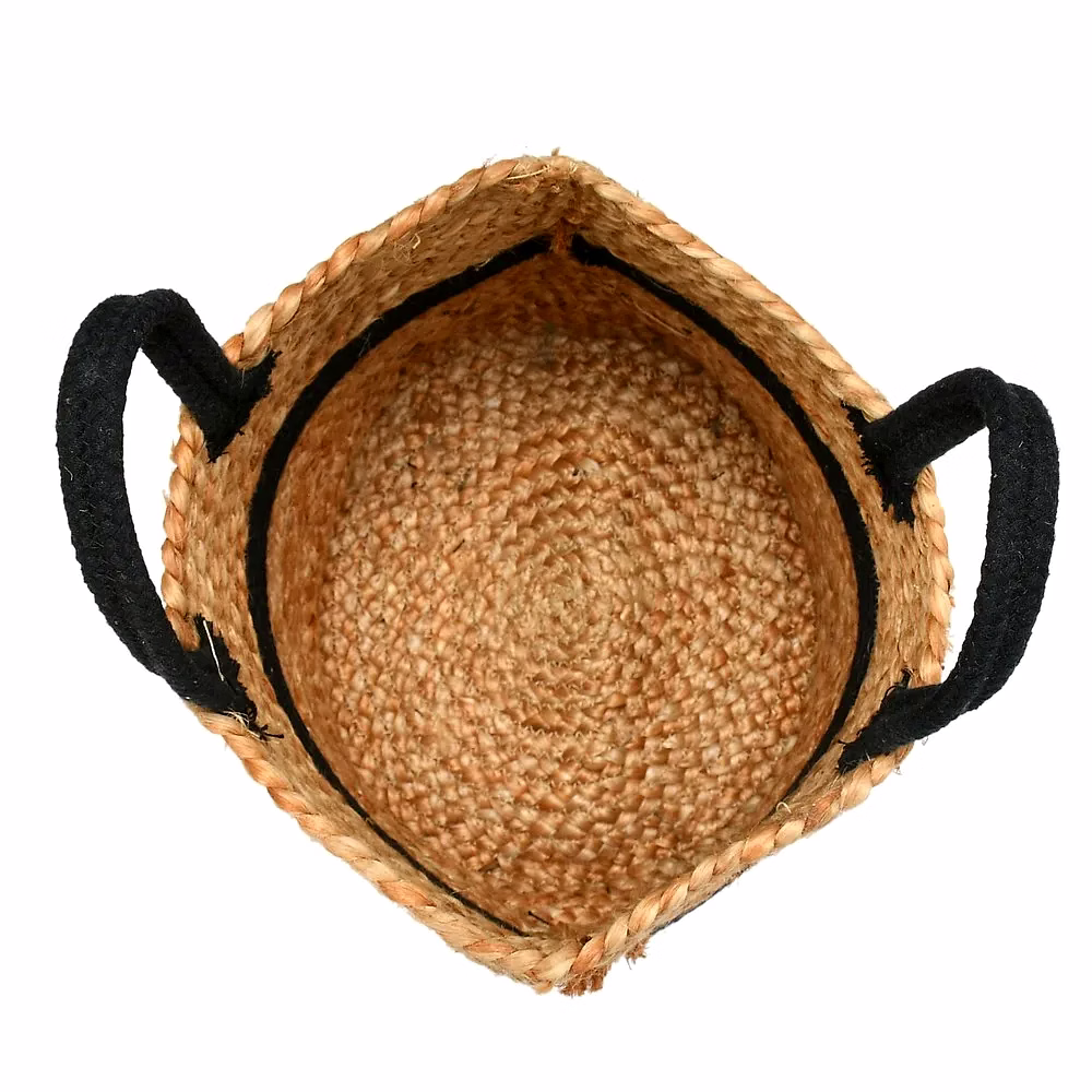 Jute Basket Black Strip Center Handle image 3
