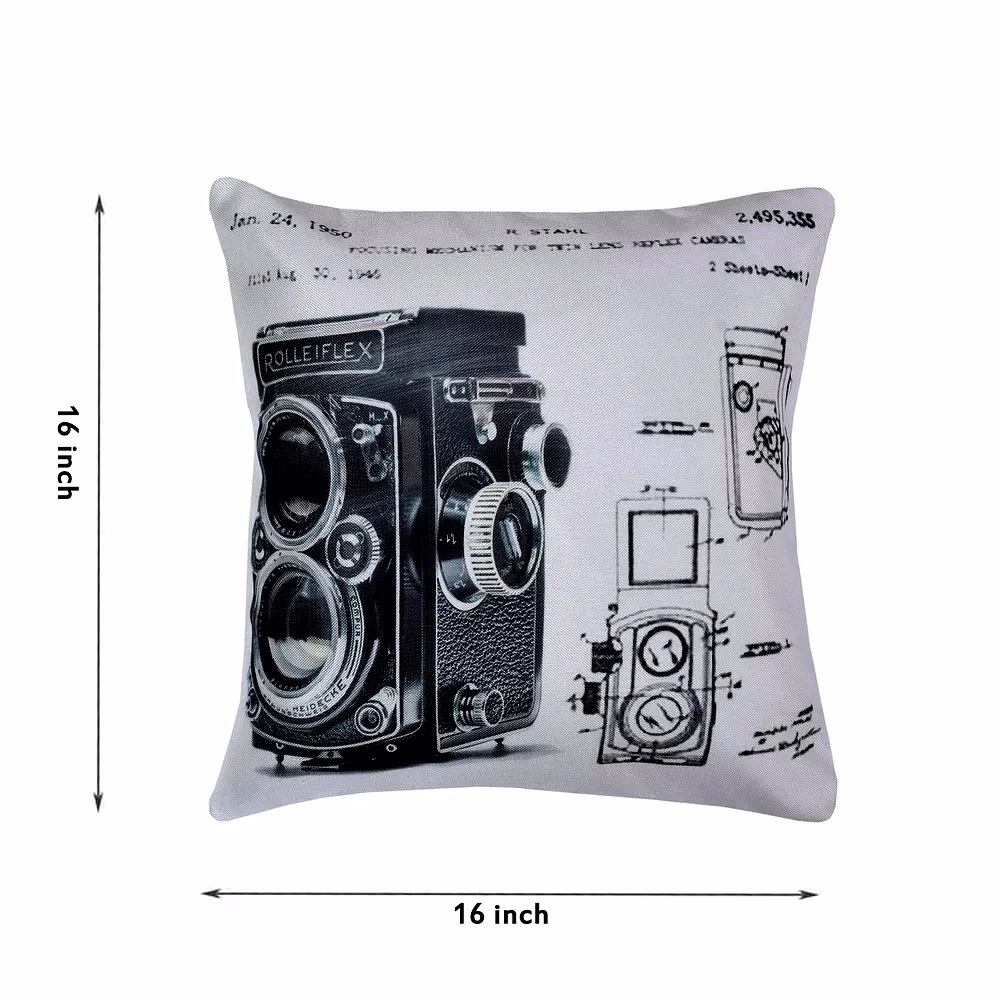 Printed Cushion Cover Jute Square Black Vintage image 2