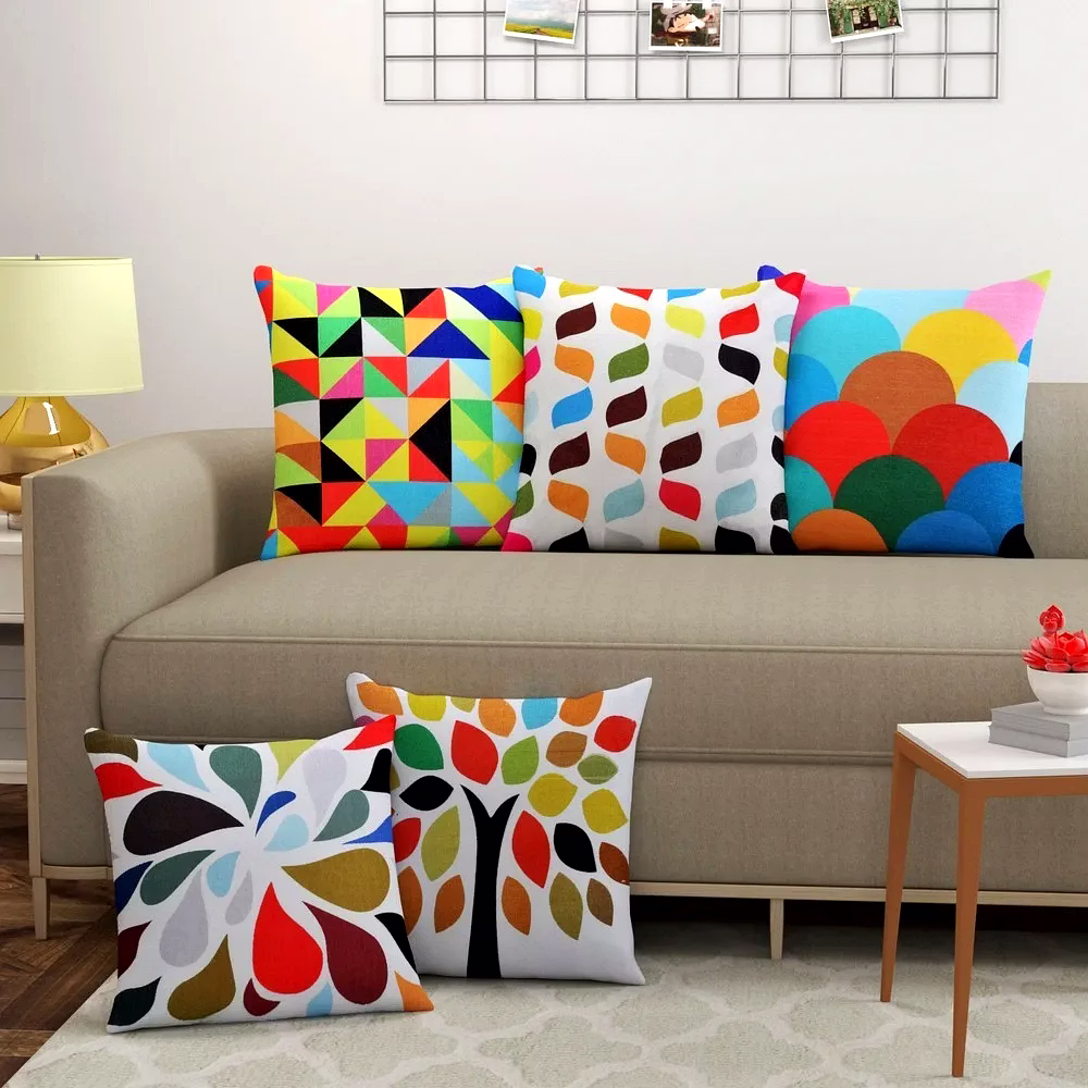 Printed Cushion Cover Jute Square Abstract image 4