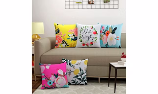 Printed Cushion Cover Jute Square Floral