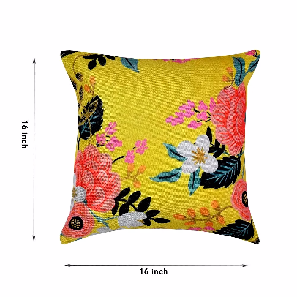 Printed Cushion Cover Jute Square Floral image 2