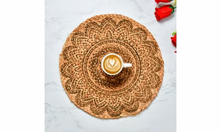 Jute Placemat Printed Flower Pattern