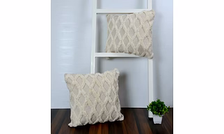 Cotton Canvas Tufted Cushion Cover Zigzag