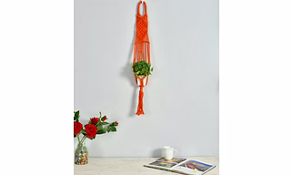 Macrame Cotton Plant Hanger | Rope Flower Pot Holder for Indoor Outdoor Balcony Garden Wall