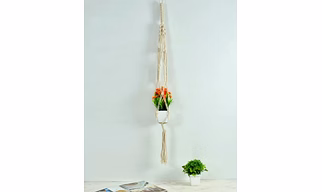 Macrame Plant Hanger | Boho Cotton Rope Flower Pot Holder for Indoor Outdoor Balcony Gardening | Home Decor Ceiling Wall Hanging Vertical Garden