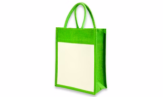 Green & White Jute 0r Cotton Fabric Shopping Bags