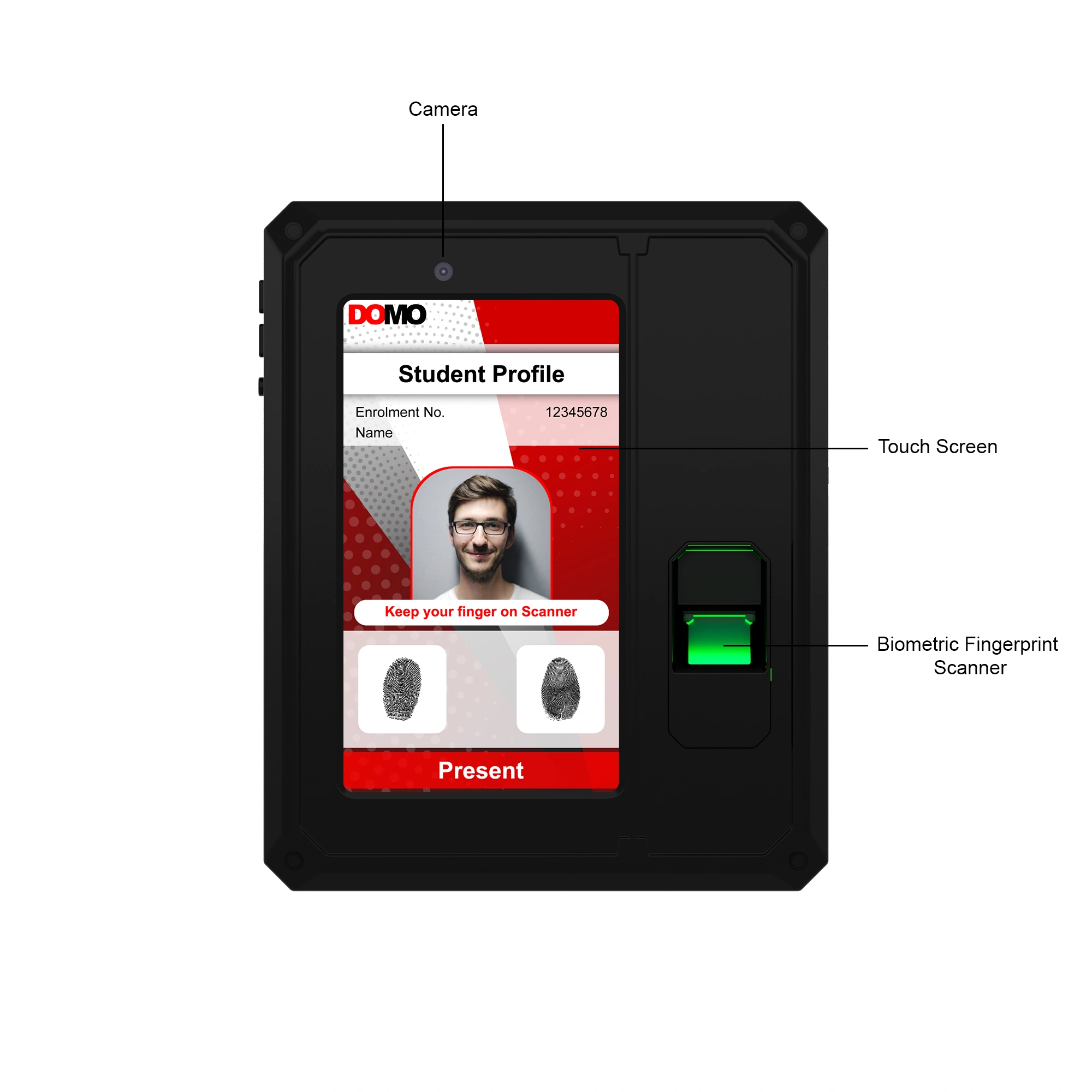 AADHAAR BASED BIOMETRIC ATTENDANCE SYSTEM AEBAS ENABLED FINGERPRINT WITH ANDROID 4G LTE 7INCH SCREEN DISPLAY DOMO NCODE A2-S10-01-4