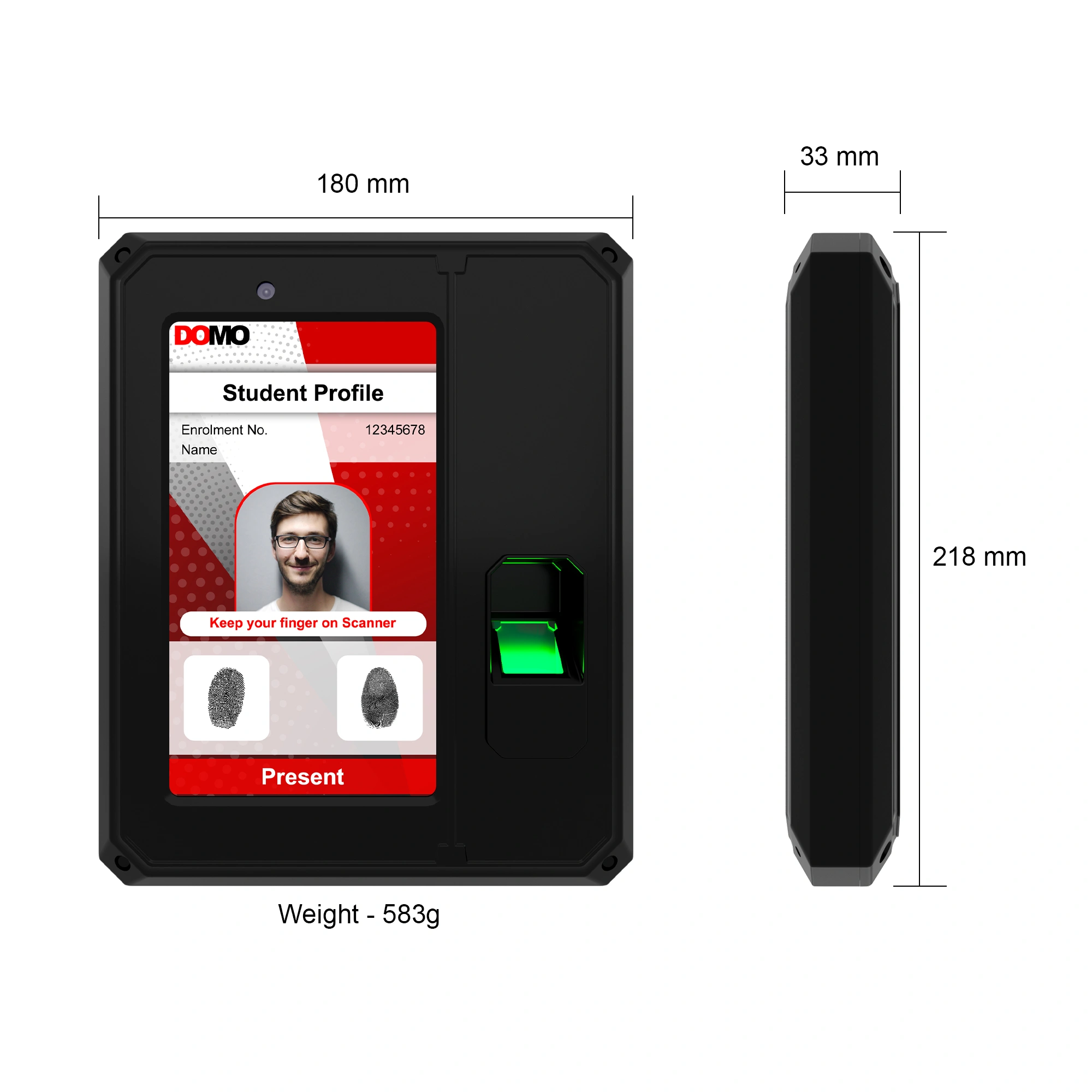 AADHAAR BASED BIOMETRIC ATTENDANCE SYSTEM AEBAS ENABLED FINGERPRINT WITH ANDROID 4G LTE 7INCH SCREEN DISPLAY DOMO NCODE A2-S10-01-5