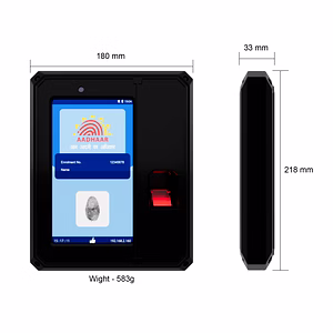 AADHAAR FINGERPRINT FAP20 ENABLED BIOMETRIC MACHINE with Android 4G LTE ENABLED BIOMETRIC ATTENDANCE AEBAS BASED FINGERPRINT WITH ANDROID 4G LTE ETHERNET TYPE A USB 7INCH SCREEN DISPLAY 3GB RAM 64GB STORAGE DOMO NCODE A2-S10-05