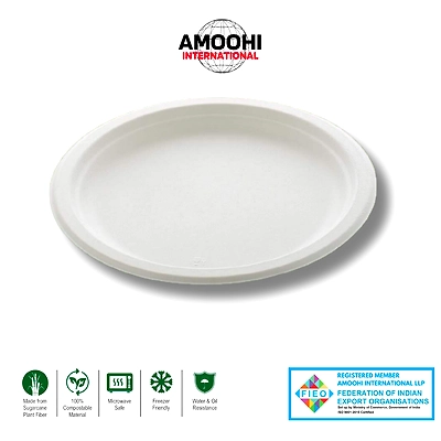 7&quot; PLAIN ROUND SUGARCANE BAGASSE PLATE-ABW70003