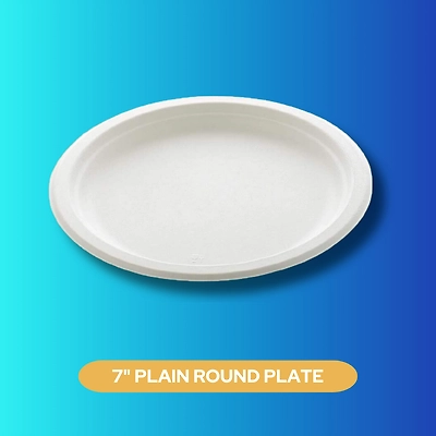 7&quot; PLAIN ROUND SUGARCANE BAGASSE PLATE-2