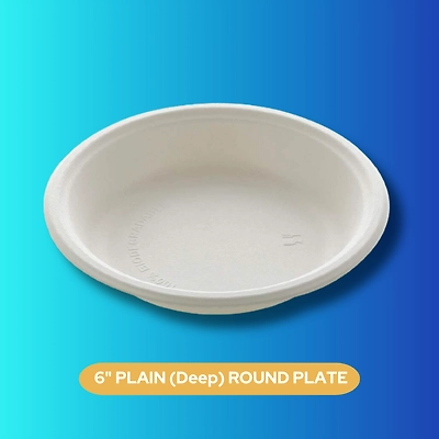6&quot; (Deep) PLAIN ROUND SUGARCANE BAGASSE PLATE-1
