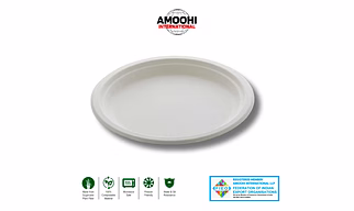 9" PLAIN ROUND SUGARCANE BAGASSE PLATE