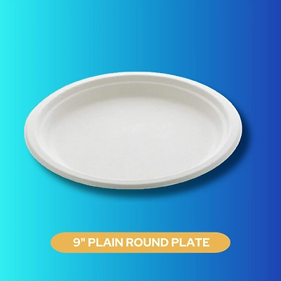 9&quot; PLAIN ROUND SUGARCANE BAGASSE PLATE-2