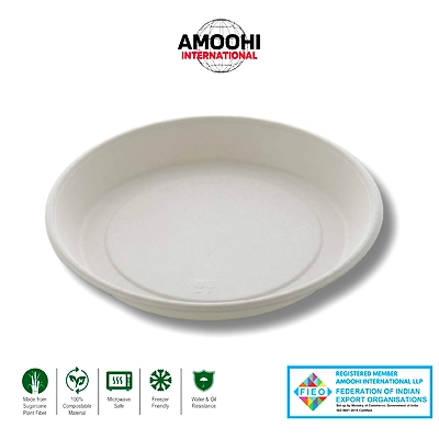 9&quot; (Deep) PLAIN ROUND SUGARCANE BAGASSE PLATE-ABW90005