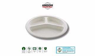 9" 3 CP ROUND SUGARCANE BAGASSE PLATE