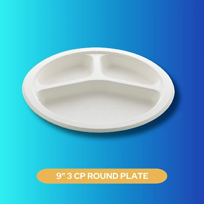 9&quot; 3 CP ROUND SUGARCANE BAGASSE PLATE-1