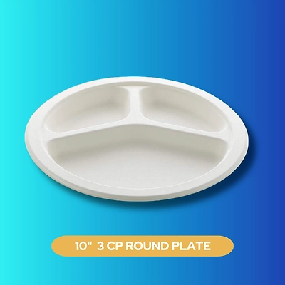 10&quot; 3 CP ROUND SUGARCANE BAGASSE PLATE-2