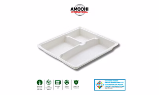 10" 3 CP SQUARE SUGARCANE BAGASSE PLATE