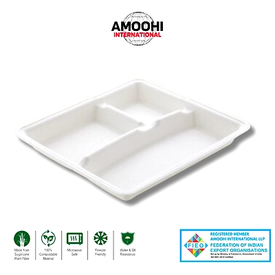 10&quot; 3 CP SQUARE SUGARCANE BAGASSE PLATE-ABW10009