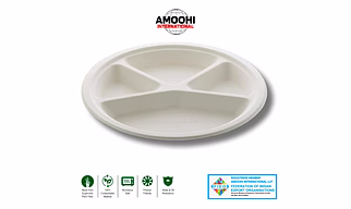 11" 4 CP ROUND SUGARCANE BAGASSE PLATE