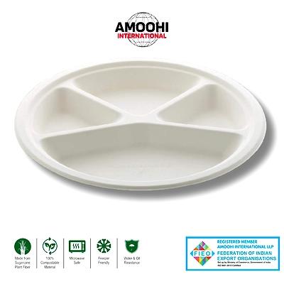 11&quot; 4 CP ROUND SUGARCANE BAGASSE PLATE-ABW11011