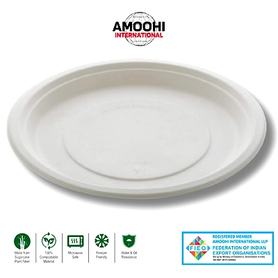 12&quot; PLAIN SUPER ROUND SUGARCANE BAGASSE PLATE-ABW12013