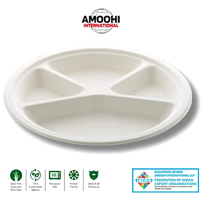 12&quot; 4 CP SUPER ROUND SUGARCANE BAGASSE PLATE-ABW12014