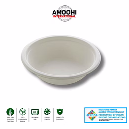 amoohi 8" oz (240ml) bowl sugarcane bagasse