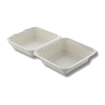 6X6 CLAMSHELL (BURGER BOX) SUGARCANE BAGASSE-2