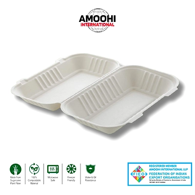 9X6 CLAMSHELL (BRIYANI BOX) SUGARCANE BAGASSE-ABW96029