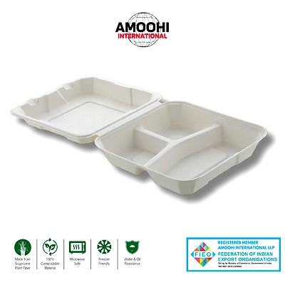 9X9 3 CP CLAMSHELL BOX SUGARCANE BAGASSE-ABW99031