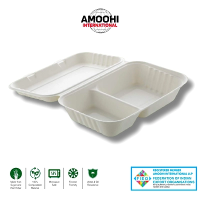 10X6 2 CP CLAMSHELL BOX SUGARCANE BAGASSE-ABW10632