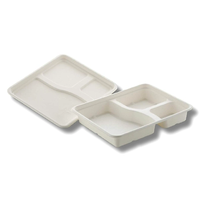 3 CP MEAL TRAY B2B With/Without LID SUGARCANE BAGASSE-2