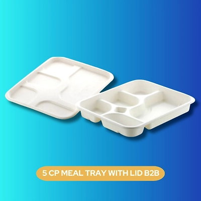 5 CP MEAL TRAY B2B With/Without LID SUGARCANE BAGASSE-1