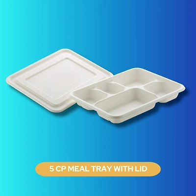 5 CP MEAL TRAY With/Without LID SUGARCANE BAGASSE-1