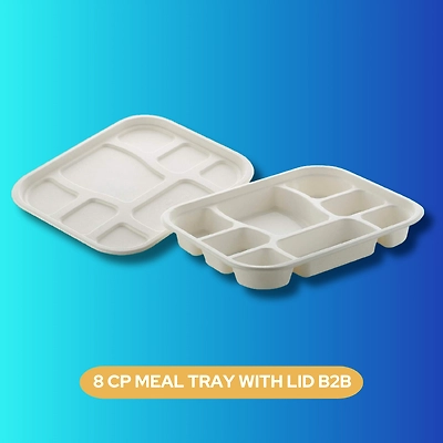 8 CP MEAL TRAY B2B With/Without LID SUGARCANE BAGASSE-1