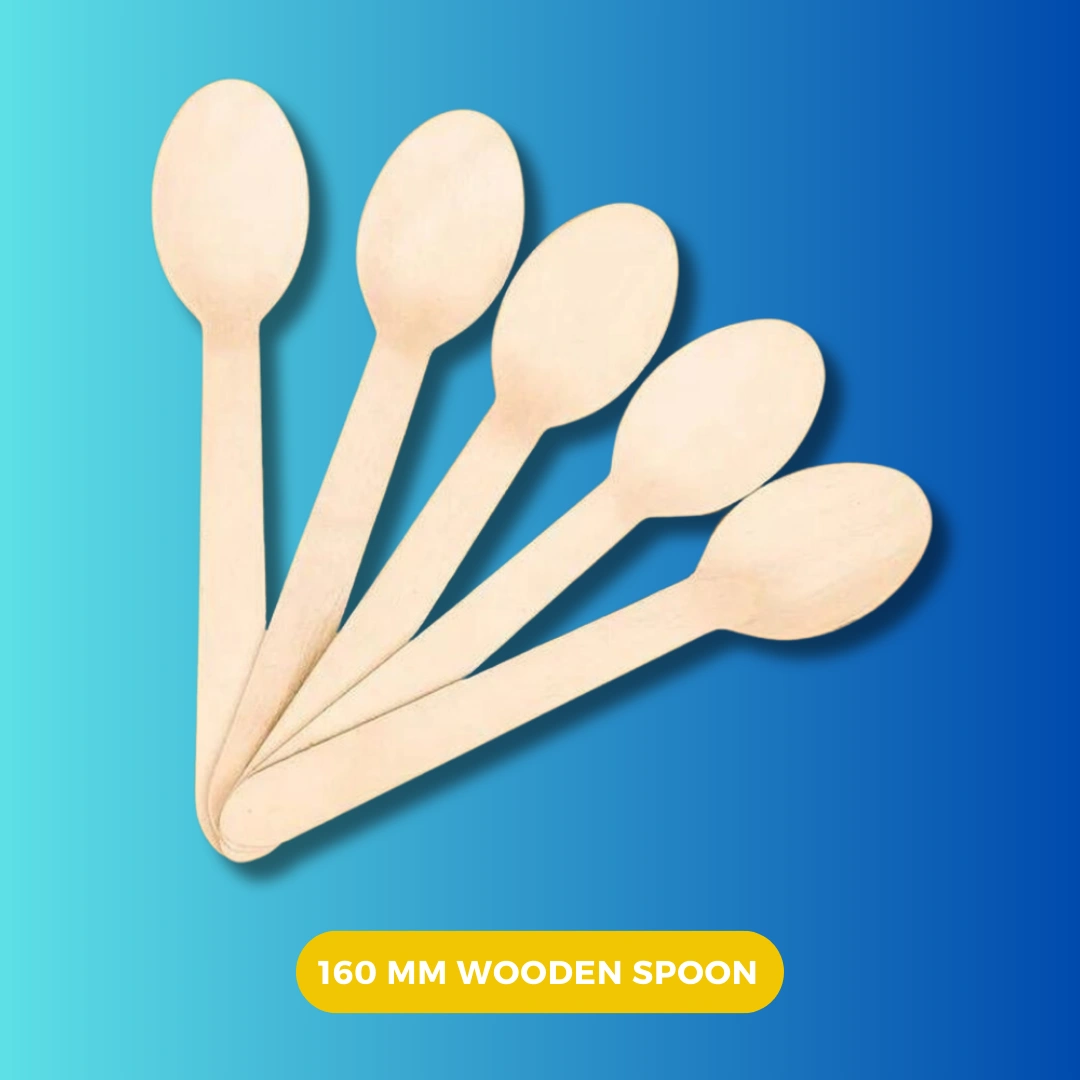 160mm WOODEN SPOON | 16cm WOODEN SPOON | Biodegradable Disposable-1