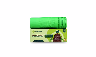 Ecolastic 100% Compostable & Eco-friendly Garbage Bags I SMALL (17 x 19 in.) I 15 bags per pack I Capacity 20L I Green Colour