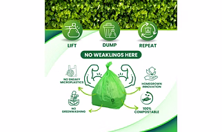 Ecolastic 100% Compostable & Eco-friendly Garbage Bags I MEDIUM (19 x 21 in.) I 15 bags per Pack I Capacity 35L I Green Colour