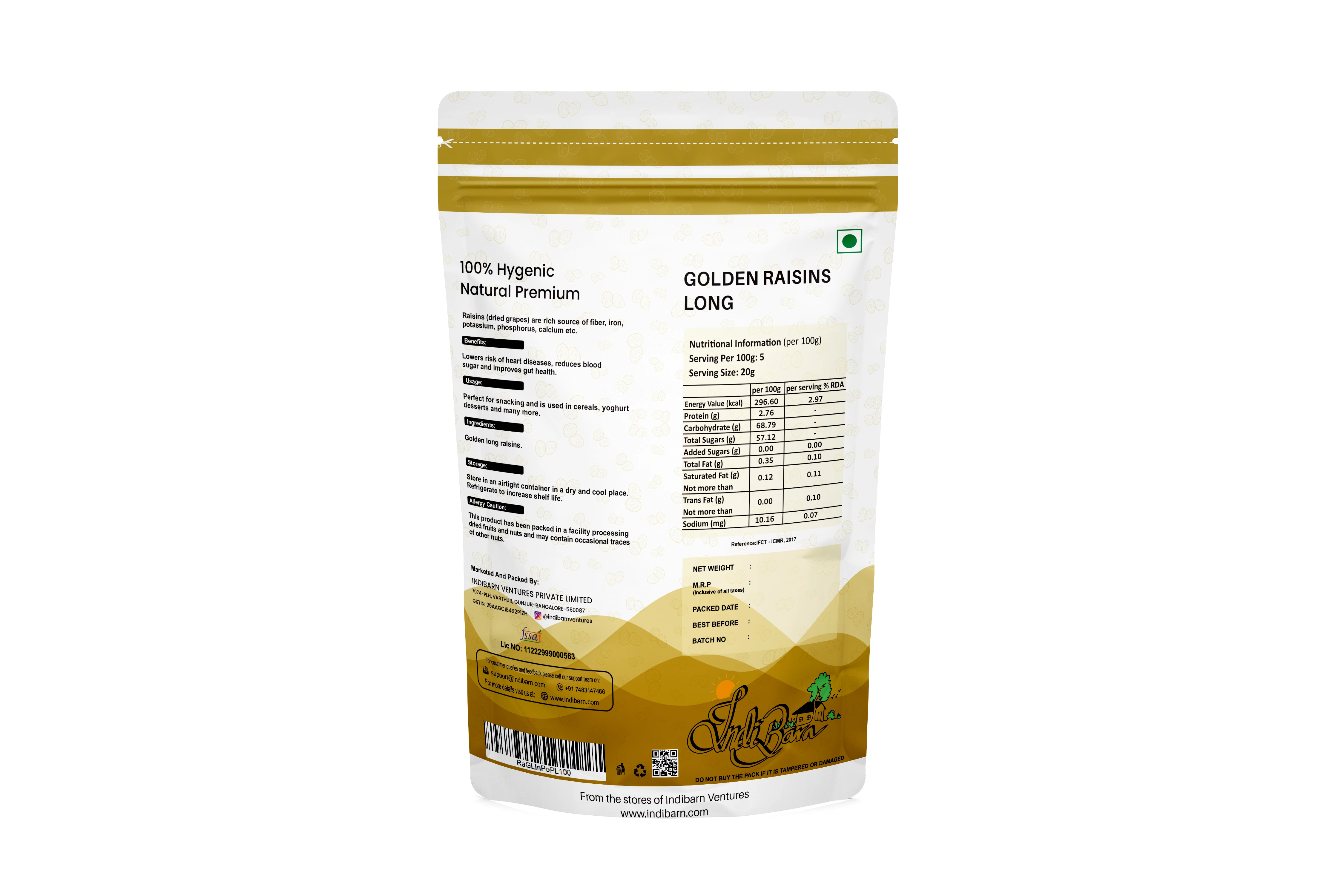 Raisins-Golden Long in 500gm Pouch-2