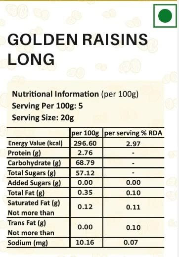 Raisins-Golden Long in 500gm Pouch-3