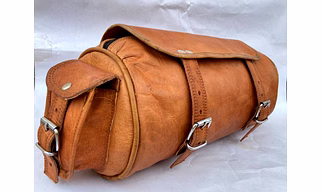 Leather Motorcycle Saddlebag Pannier Tan Leather Front Fork Tool Bags Sports