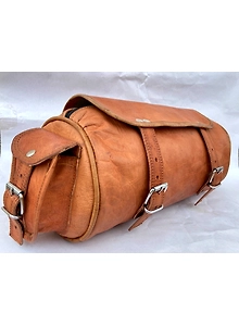 Leather Motorcycle Saddlebag Pannier Tan Leather Front Fork Tool Bags Sports