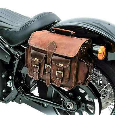 alton leathers pair large genuine vintage leather motorcycle saddle two side bag brown luggage