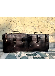 Motorcycle Saddlebag 2 Leather Saddlebags Panniers Pouch Luggage Black Bags 15''