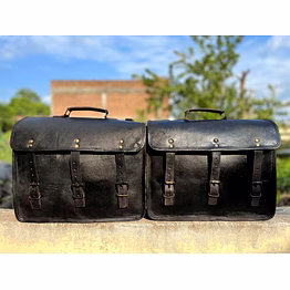 alton leathers motorcycle saddlebag 2 leather saddlebags panniers pouch luggage black bags 15''