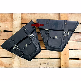 alton leathers black leather motorcycle saddle bag 2 side panniers luggage saddlebags tool bags