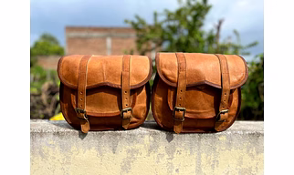 3 Brown Leather Motorcycle Side Pouch Saddlebags Saddle Bag Panniers 2Side Pouch